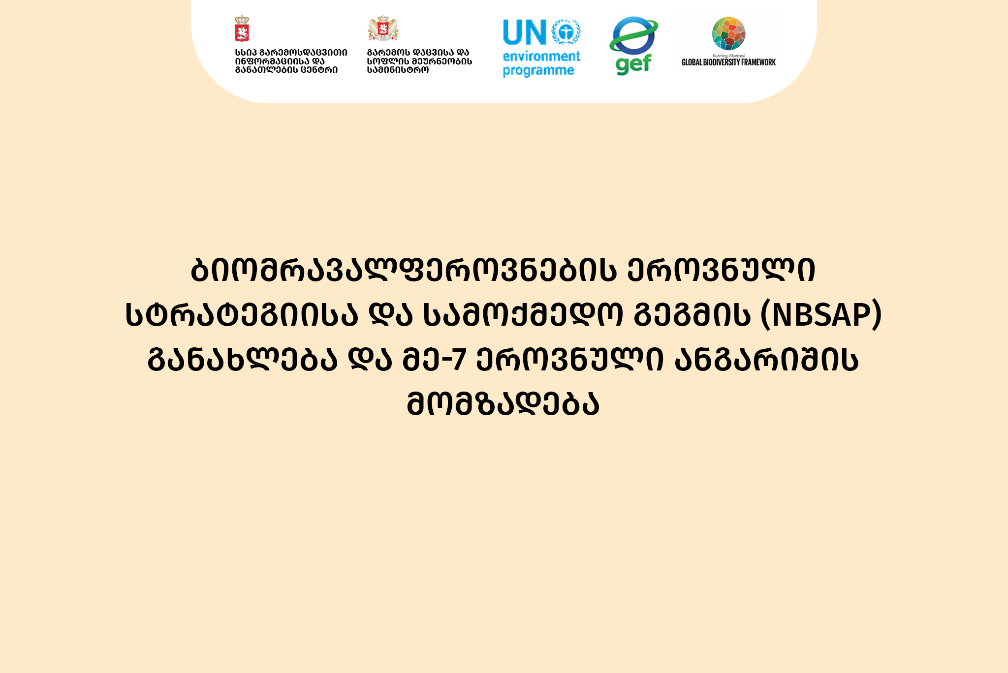 ბიომრავალფეროვნების ეროვნული სტრატეგიისა და სამოქმედო გეგმის (NBSAP) განახლება და მე-7 ეროვნული ანგარიშის მომზადება